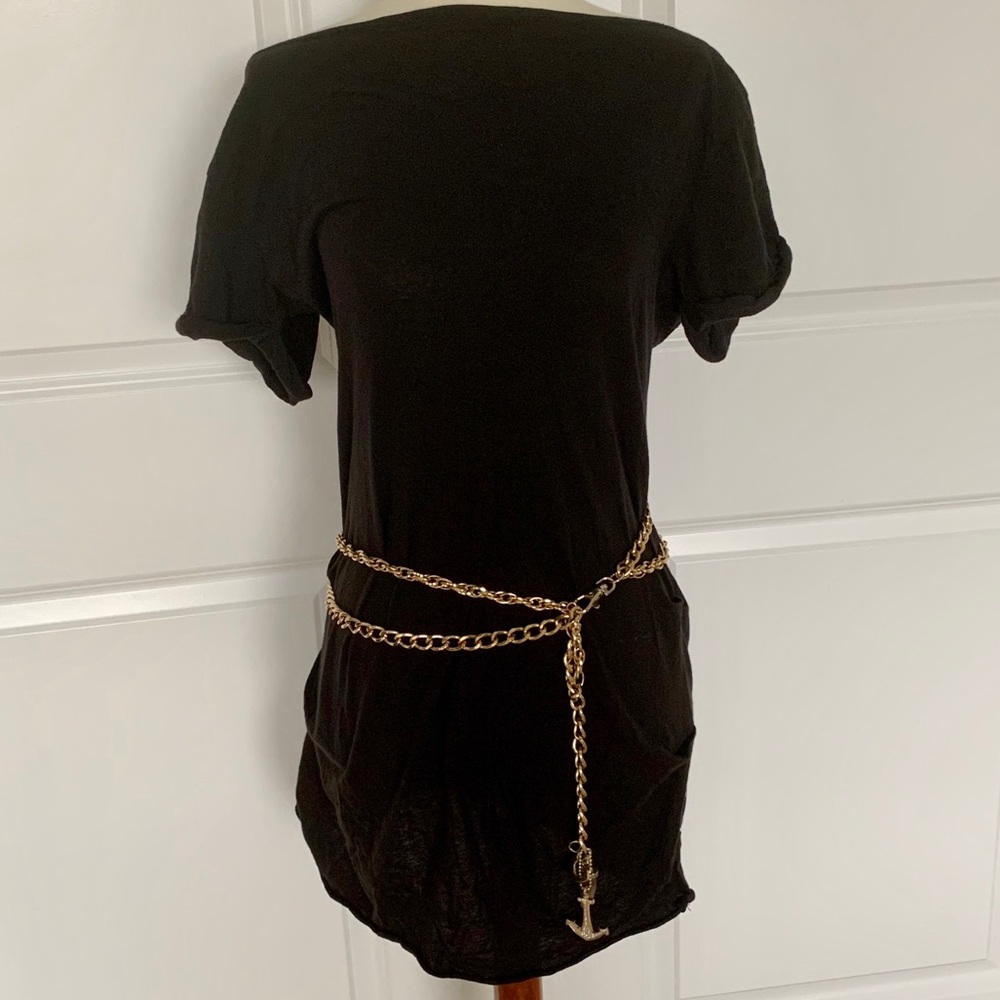 GUESS Gold Chain Waist Belt with Anchor Charm